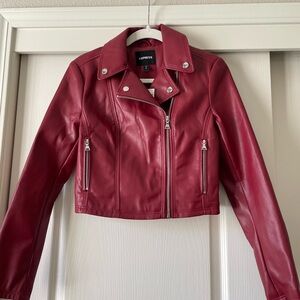 Express Women's Red Faux Leather Jacket